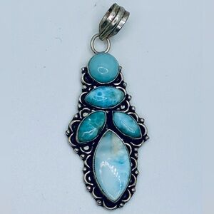 Lovely Larimar stones set in 925 silver Pendant